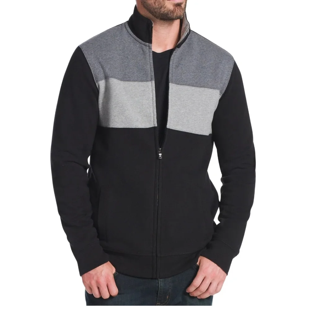 Brand new! Chaps Mens Grey/ Black Color Block zipped light jacket, L. Great gift - Picture 1 of 8